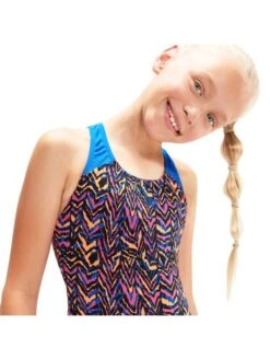 Speedo Splashback One Piece - Blue Flame/Boost Orange -Aqua Fit Wear 00262614740 5