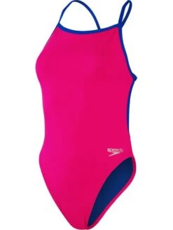 Speedo V-Back One Piece - Electric Pink/Chroma Blue