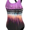 Speedo Chest Powerstrike Leaderback One Piece - Black/Neon Orchid -Aqua Fit Wear 02776h266