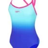 Speedo Placement Digi Ombre Turnback One Piece - Blue Flame -Aqua Fit Wear 11716h268