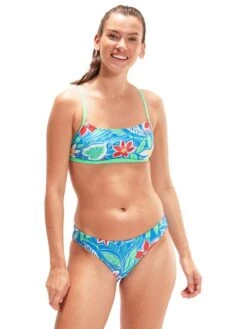 Speedo Cross Back Crop Top - Retro Floral 16 Speedo Cross Back Crop Top - Retro Floral -Aqua Fit Wear 1172715170 1