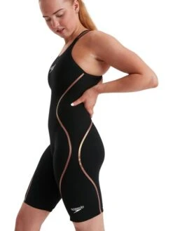 Speedo Fastskin LZR Pure Intent Openback Kneelength - Black/Rose Gold -Aqua Fit Wear 11974d168