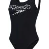Speedo Logo Deep U-Back One Piece - Black -Aqua Fit Wear 123693503