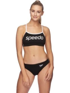 Speedo Crop Top - Black/White -Aqua Fit Wear 133053503 2
