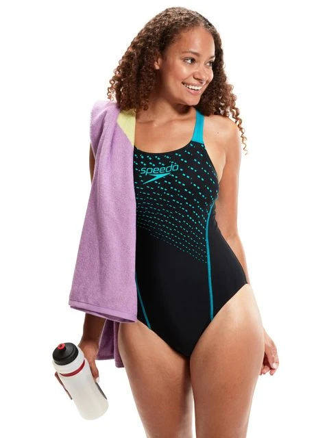 Speedo Medley One Piece - Black/Aquarium 4 Speedo Medley One Piece - Black/Aquarium - Image 2
