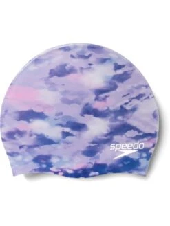 Speedo Junior Digital Printed Swim Cap - Purple Clouds