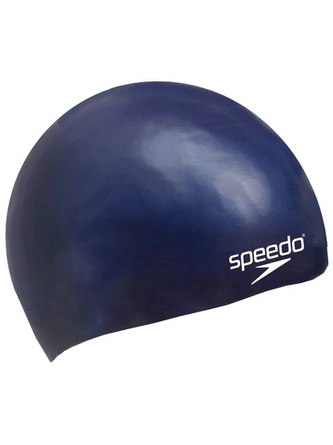 Speedo Junior Plain Moulded Swim Cap - Navy 3 Speedo Junior Plain Moulded Swim Cap - Navy