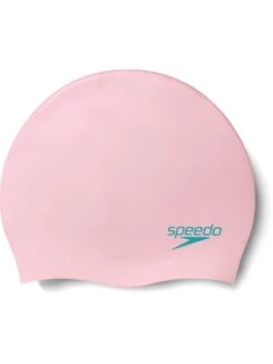 Speedo Junior Plain Moulded Swim Cap - Oyster/Aquarium Metallic