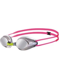 Arena Tracks Junior Mirrored Goggles - White & Fuchsia
