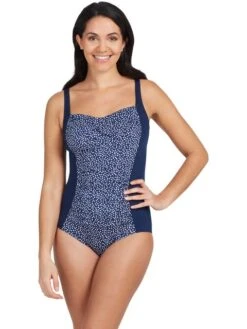 Zoggs Ruched Front One Piece - Martinique -Aqua Fit Wear zoggs ruched front one piece martinique 462355 mtnq 1