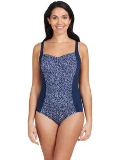 Zoggs Ruched Front One Piece - Martinique -Aqua Fit Wear zoggs ruched front one piece martinique 462355 mtnq